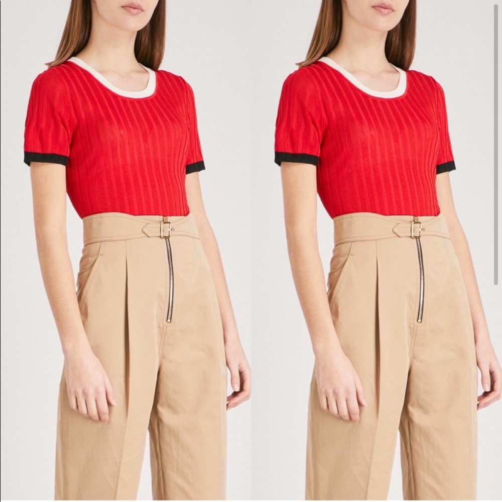 Sandro Contrast Trim Knitted Top Size 1 US small
